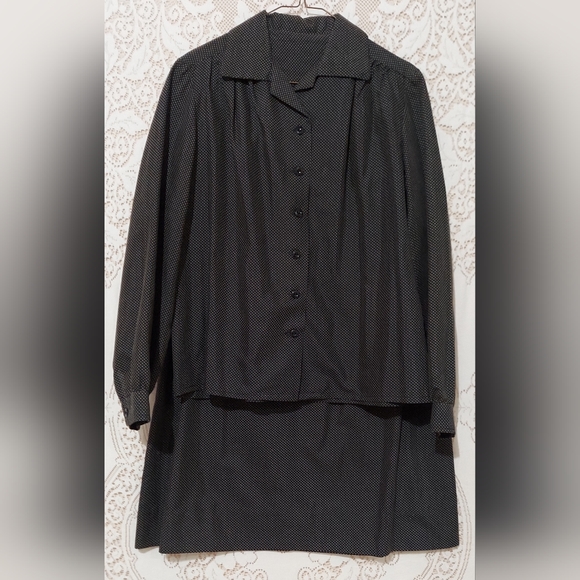 Source Unknown Dresses & Skirts - 🟢 Handmade Vintage Shirt and Skirt black with white polka dots (InvW068)